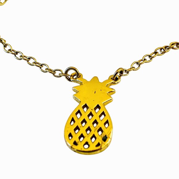 By STERLING FOREVER Pineapple Cutout Pendant Necklace Silver & Gold Wash GIRLS - Picture 8 of 10